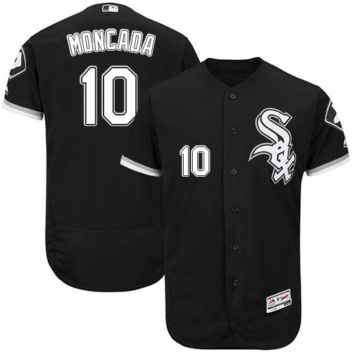 White Sox #10 Yoan Moncada Black Flexbase Authentic Collection Stitched MLB Jersey - Click Image to Close
